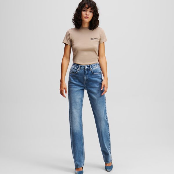 Karl Lagerfeld, Jean Droit Taille Haute, Femme, Bleu moyen délavé, Taille: L3232