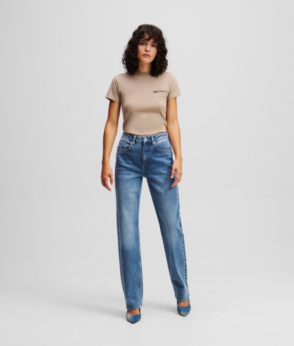 Karl Lagerfeld, Jean Droit Taille Haute, Femme, Bleu moyen délavé, Taille: L3232