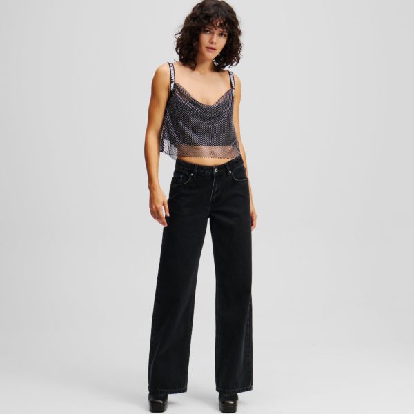 Karl Lagerfeld, Jean Décontracté Taille Mi-haute, Femme, Noir lavé, Taille: L3232