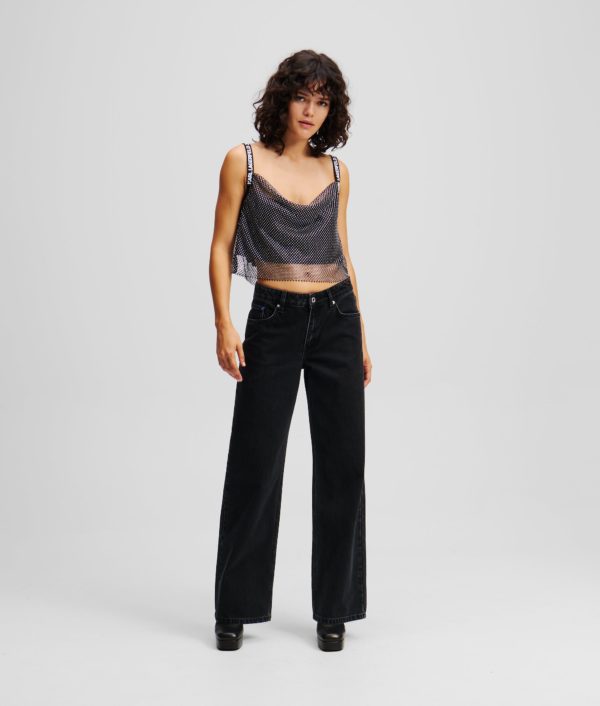 Karl Lagerfeld, Jean Décontracté Taille Mi-haute, Femme, Noir lavé, Taille: L3232