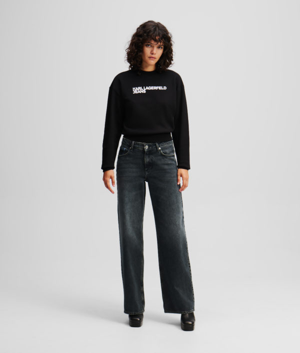 Karl Lagerfeld, Jean Décontracté Taille Mi-haute, Femme, Bleu délavé Noir, Taille: L3232