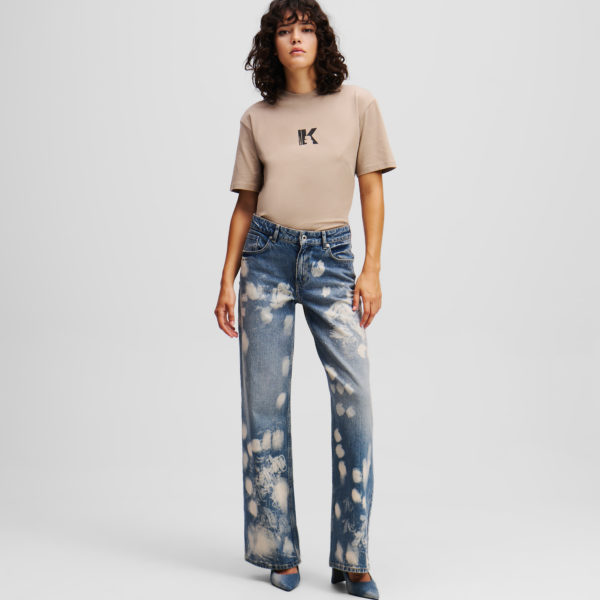 Karl Lagerfeld, Jean Décontracté Taille Mi-haute Effet Délavé, Femme, Denim blanchi, Taille: L3232
