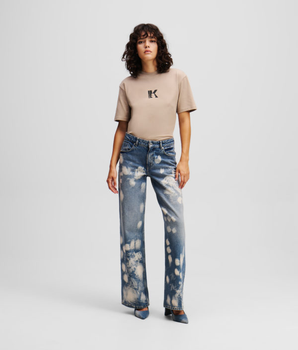 Karl Lagerfeld, Jean Décontracté Taille Mi-haute Effet Délavé, Femme, Denim blanchi, Taille: L3232
