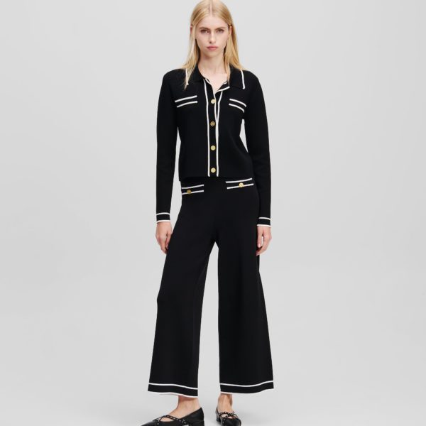 Karl Lagerfeld, Jupe-culotte En Tricot Karl Essential, Femme, Blanc/Noir, Taille: XXXL