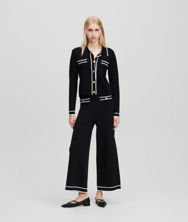 Karl Lagerfeld, Jupe-culotte En Tricot Karl Essential, Femme, Blanc/Noir, Taille: XXXL