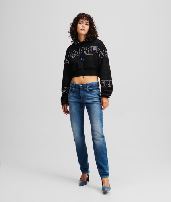 Karl Lagerfeld, Jean Slim Taille Mi-haute, Femme, Bleu foncé délavé, Taille: L3232