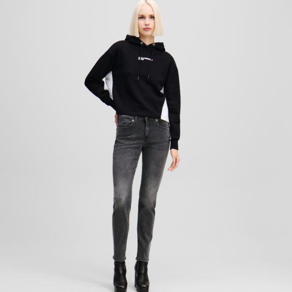 Karl Lagerfeld, Jean Slim Taille Mi-haute, Femme, Noir lavé, Taille: L3232