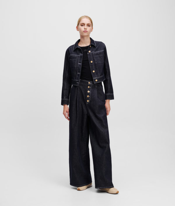 Karl Lagerfeld, Jean Large À Braguette Boutonnée, Femme, Bleu Foncé, Taille: X30