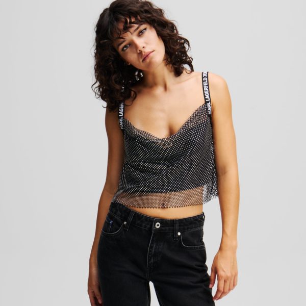 Karl Lagerfeld, Haut Effet Cotte De Mailles, Femme, Noir, Taille: XXS
