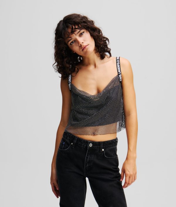 Karl Lagerfeld, Haut Effet Cotte De Mailles, Femme, Noir, Taille: XXS