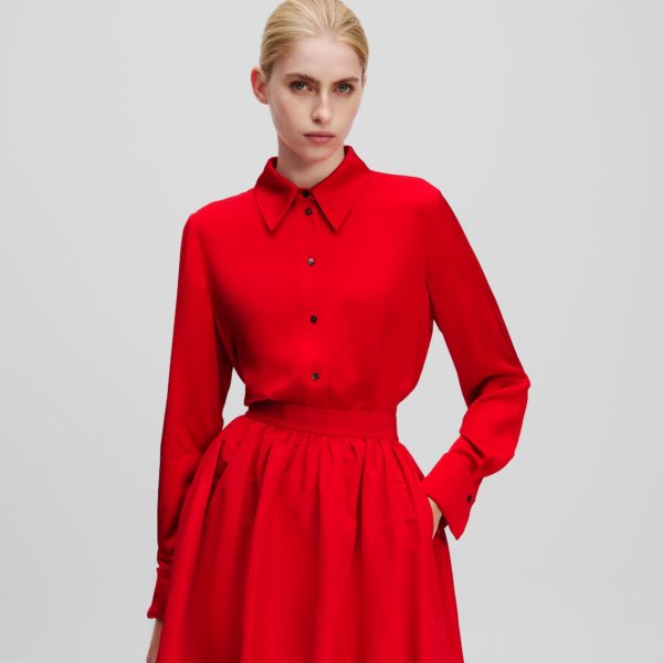 Karl Lagerfeld, Chemise Boutonnée, Femme, Rouge Course, Taille: X48