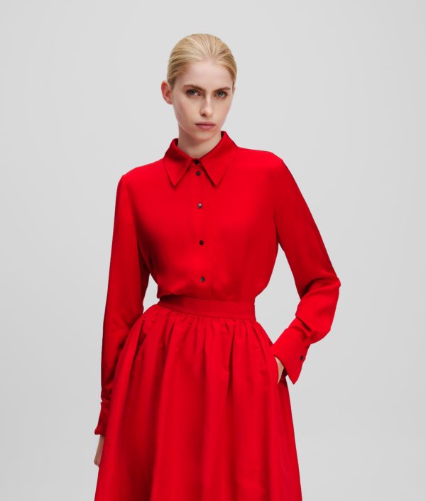 Karl Lagerfeld, Chemise Boutonnée, Femme, Rouge Course, Taille: X48