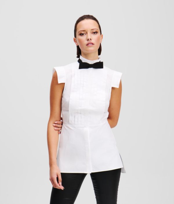 Karl Lagerfeld, Blouse À Nœud Sans Manches, Femme, Blanc, Taille: X48