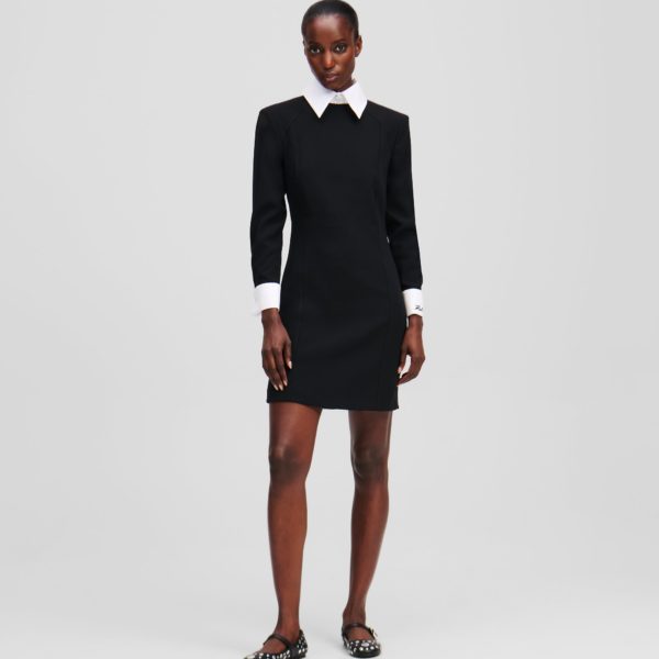 Karl Lagerfeld, Robe À Col Blanc, Femme, Noir, Taille: X48