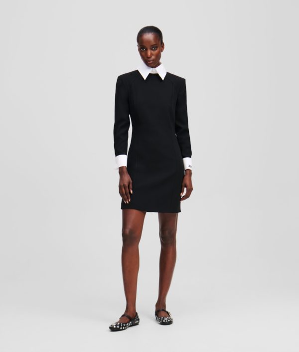 Karl Lagerfeld, Robe À Col Blanc, Femme, Noir, Taille: X48