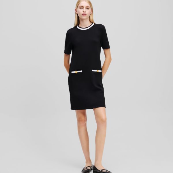 Karl Lagerfeld, Robe T-shirt Karl Essential, Femme, Blanc/Noir, Taille: XXXL