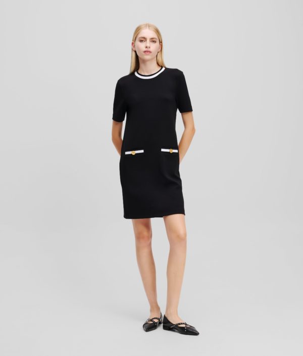 Karl Lagerfeld, Robe T-shirt Karl Essential, Femme, Blanc/Noir, Taille: XXXL