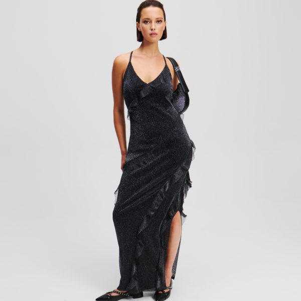 Karl Lagerfeld, Robe À Volants En Métallisé, Femme, Bronze, Taille: XXXL