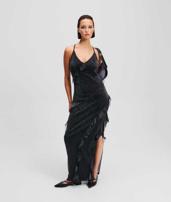 Karl Lagerfeld, Robe À Volants En Métallisé, Femme, Bronze, Taille: XXXL