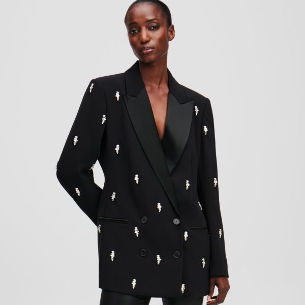 Karl Lagerfeld, Blazer Habillé Avec Ornement, Femme, Noir, Taille: X48