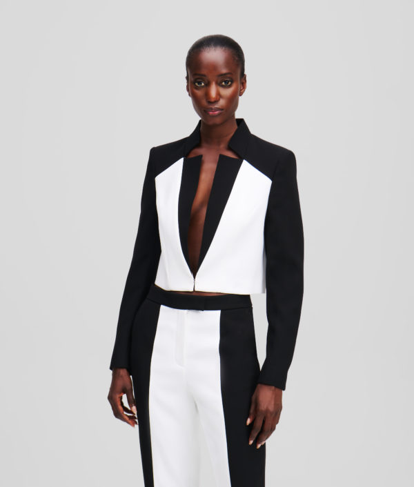 Karl Lagerfeld, Blazer Ajusté À Blocs De Couleurs, Femme, Blanc/Noir, Taille: X48