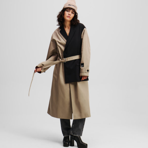 Karl Lagerfeld, Trench En Matières Mélangées, Femme, Taupe du désert, Taille: XXS
