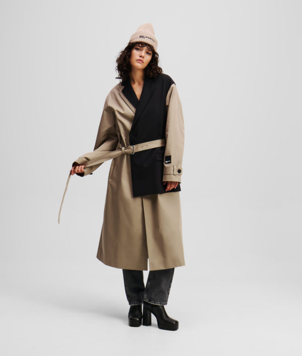 Karl Lagerfeld, Trench En Matières Mélangées, Femme, Taupe du désert, Taille: XXS