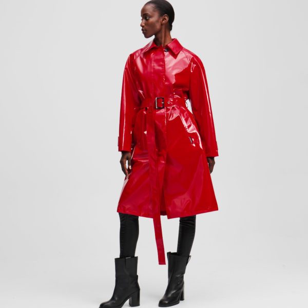 Karl Lagerfeld, Trench Avec Revêtement, Femme, Rouge Course, Taille: X48