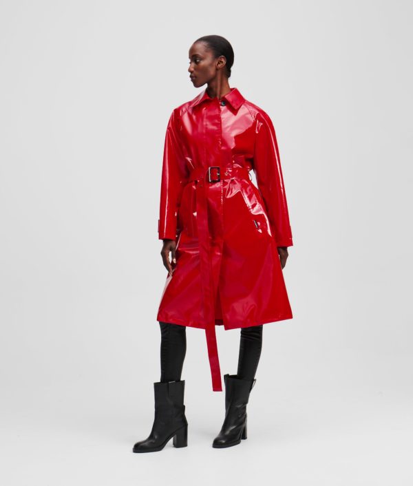 Karl Lagerfeld, Trench Avec Revêtement, Femme, Rouge Course, Taille: X48