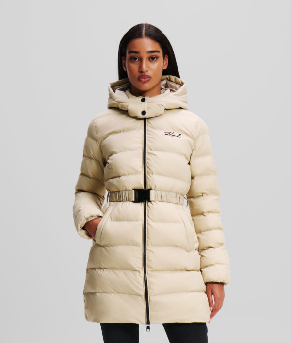 Karl Lagerfeld, Longue Veste Matelassée Karl Signature, Femme, Beige clair, Taille: X48