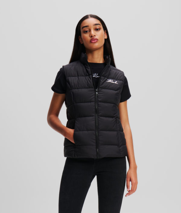 Karl Lagerfeld, Gilet Matelassé Karl Signature, Femme, Noir, Taille: X48