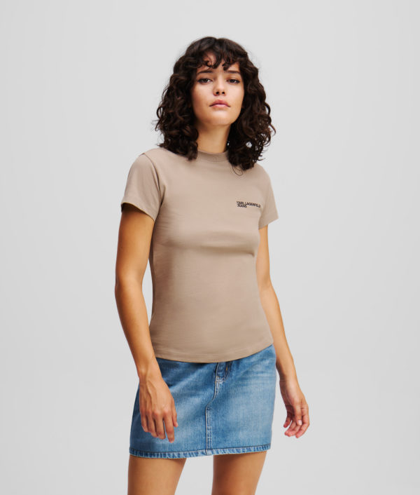 Karl Lagerfeld, T-shirt Ajusté, Femme, Taupe du désert, Taille: XXS