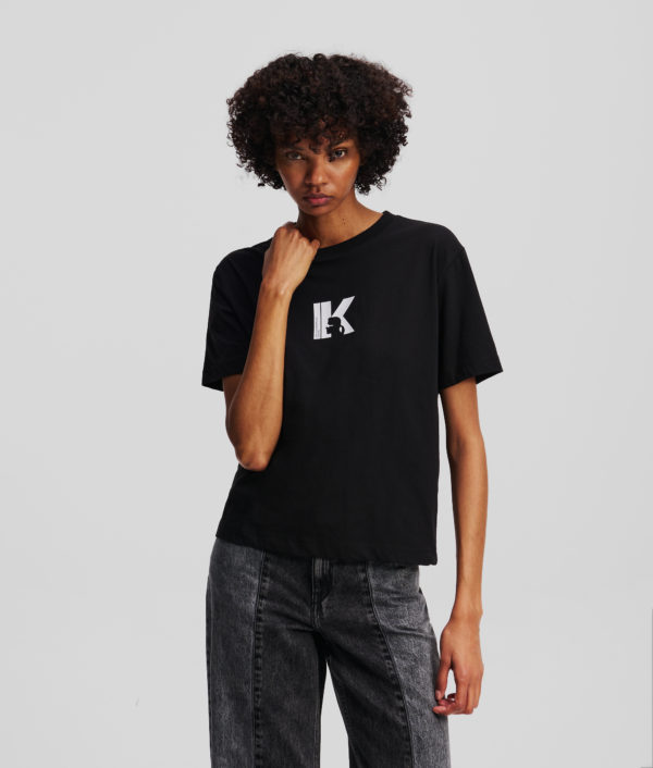 Karl Lagerfeld, T-shirt À Logo K, Femme, Noir, Taille: XXS