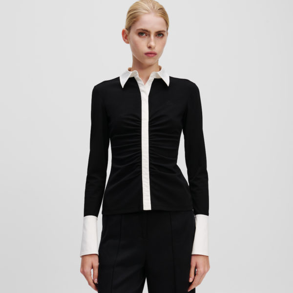 Karl Lagerfeld, Polo À Manches Longues Karl Essential, Femme, Noir, Taille: XXXL