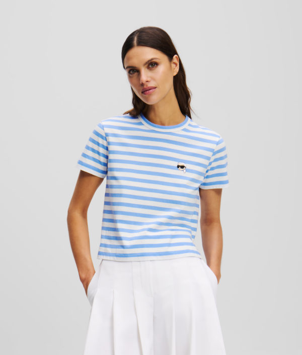 Karl Lagerfeld, T-shirt Boxy À Rayures Ikon, Femme, Rayure ultra-marine-crème, Taille: XXXL