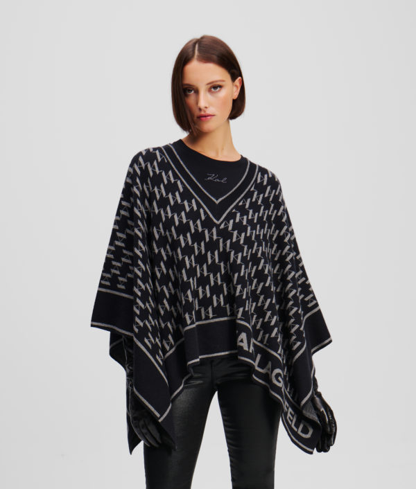 Karl Lagerfeld, Cape Kl Monogram, Femme, Mélange gris Monogramme Karl, Taille: XXXL