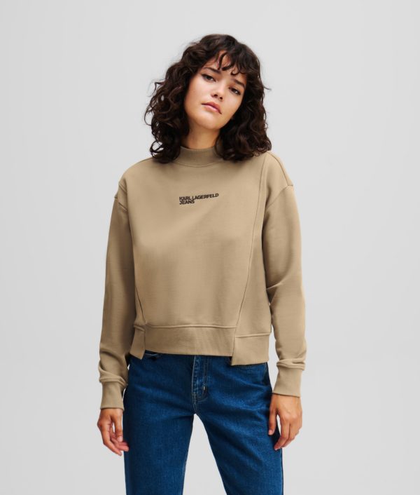 Karl Lagerfeld, Sweat-shirt À Col Montant Asymétrique, Femme, Taupe du désert, Taille: XXS