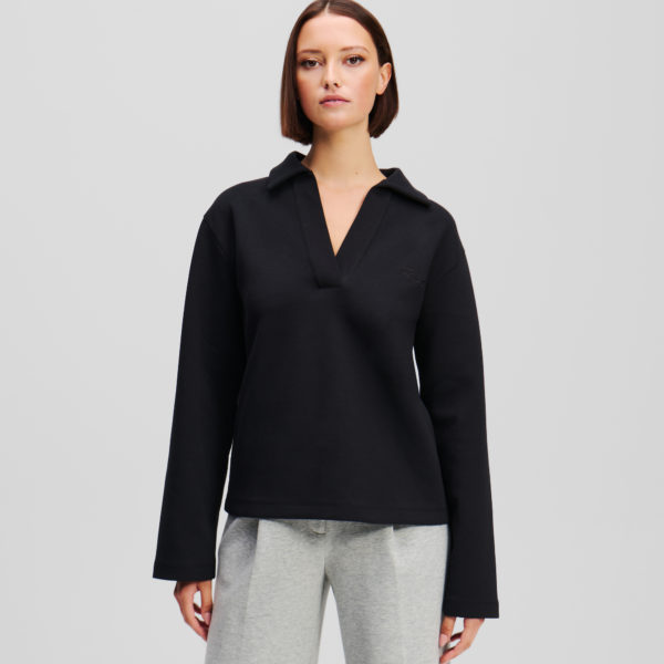 Karl Lagerfeld, Sweat-shirt À Col En V, Femme, Noir, Taille: XXXL