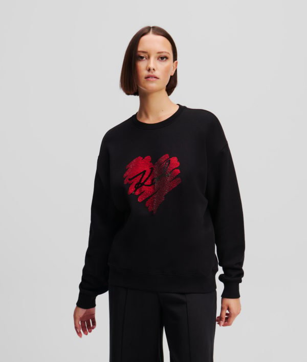 Karl Lagerfeld, Sweat-shirt À Strass K/heart, Femme, Noir, Taille: XXXL