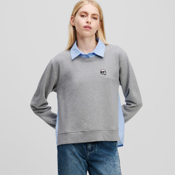 Karl Lagerfeld, Sweat-shirt En Tissu Mélangé Ikon, Femme, Gris Chiné Clair, Taille: XXXL