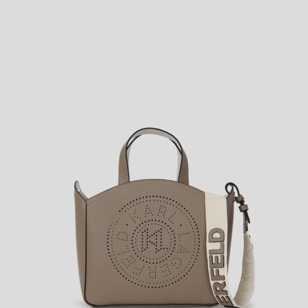Karl Lagerfeld, Petit Sac Cabas Perforé K/circle, Femme, Gris cendré, Taille: X00