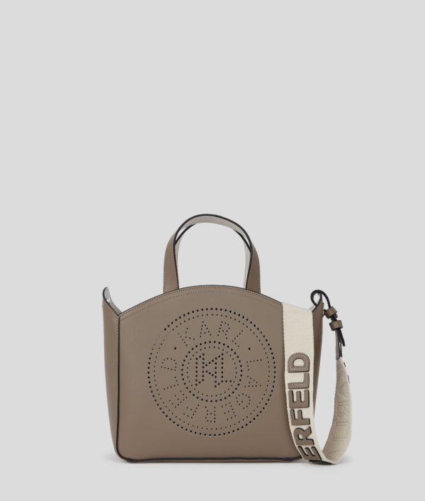 Karl Lagerfeld, Petit Sac Cabas Perforé K/circle, Femme, Gris cendré, Taille: X00