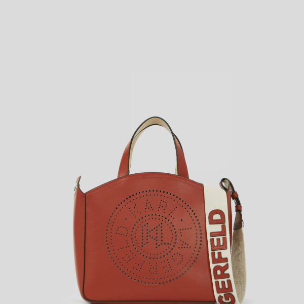 Karl Lagerfeld, Petit Sac Cabas Perforé K/circle, Femme, Rouge Brique, Taille: X00