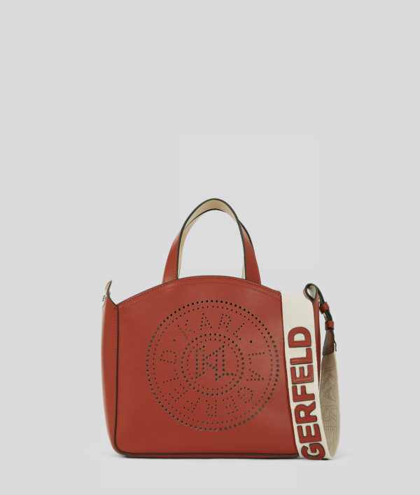 Karl Lagerfeld, Petit Sac Cabas Perforé K/circle, Femme, Rouge Brique, Taille: X00