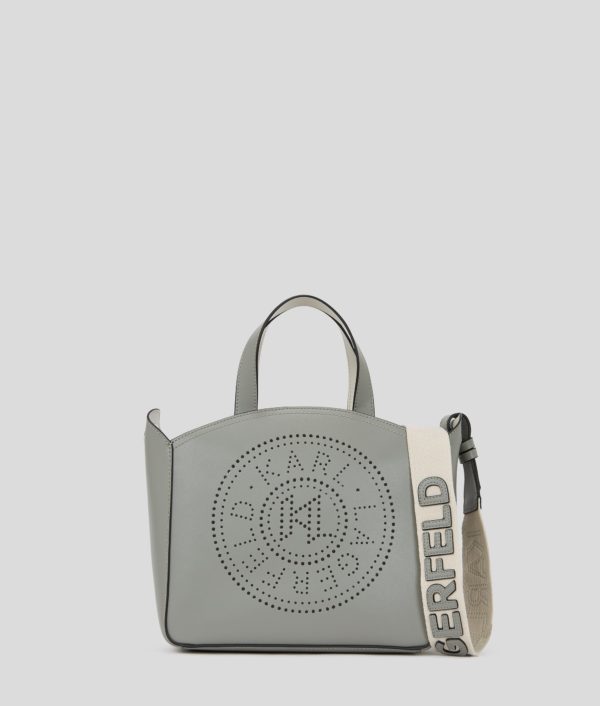 Karl Lagerfeld, Petit Sac Cabas Perforé K/circle, Femme, Gris nuage, Taille: X00