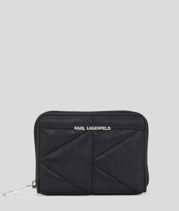 Karl Lagerfeld, Portefeuille Zippé K/kuilt, Femme, Noir-Nickel, Taille: X00