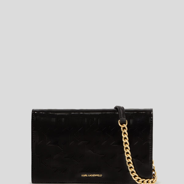 Karl Lagerfeld, Portefeuille Brillant Avec Bandoulière K/skuare, Femme, Noir, Taille: X00