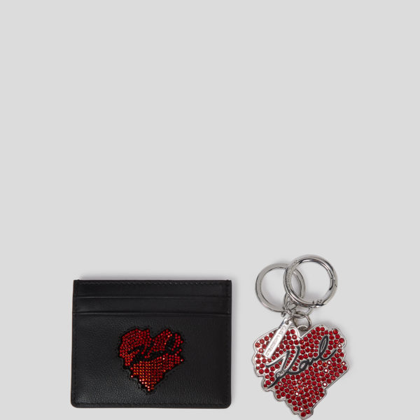 Karl Lagerfeld, Coffret Cadeau Porte-cartes Et Porte-clés K/heart, Femme, Noir, Taille: X00
