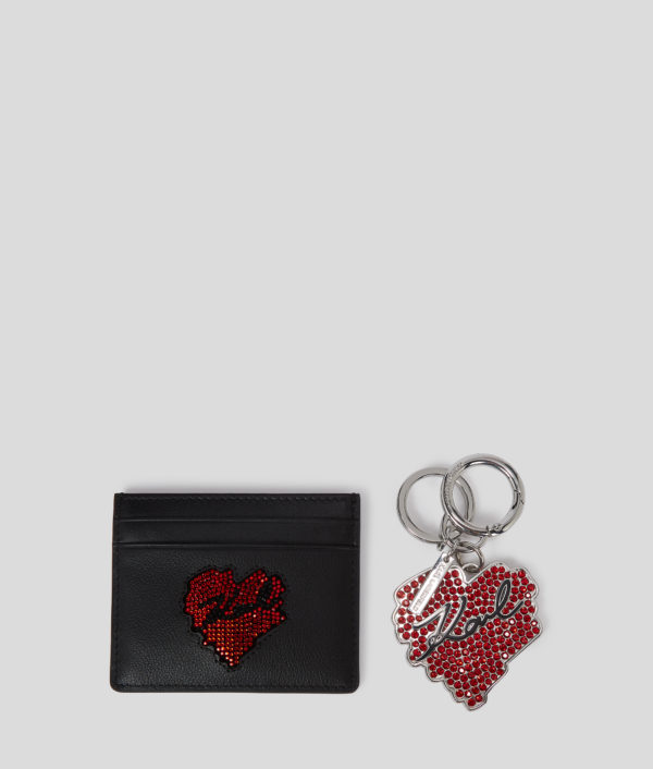 Karl Lagerfeld, Coffret Cadeau Porte-cartes Et Porte-clés K/heart, Femme, Noir, Taille: X00
