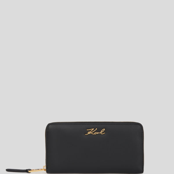 Karl Lagerfeld, Portefeuille K/signature Continental, Femme, Noir/Or, Taille: X00